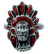 Red Oyster Shell Inlay Silver Chief Head Ring Size 12-1/2 NS43329